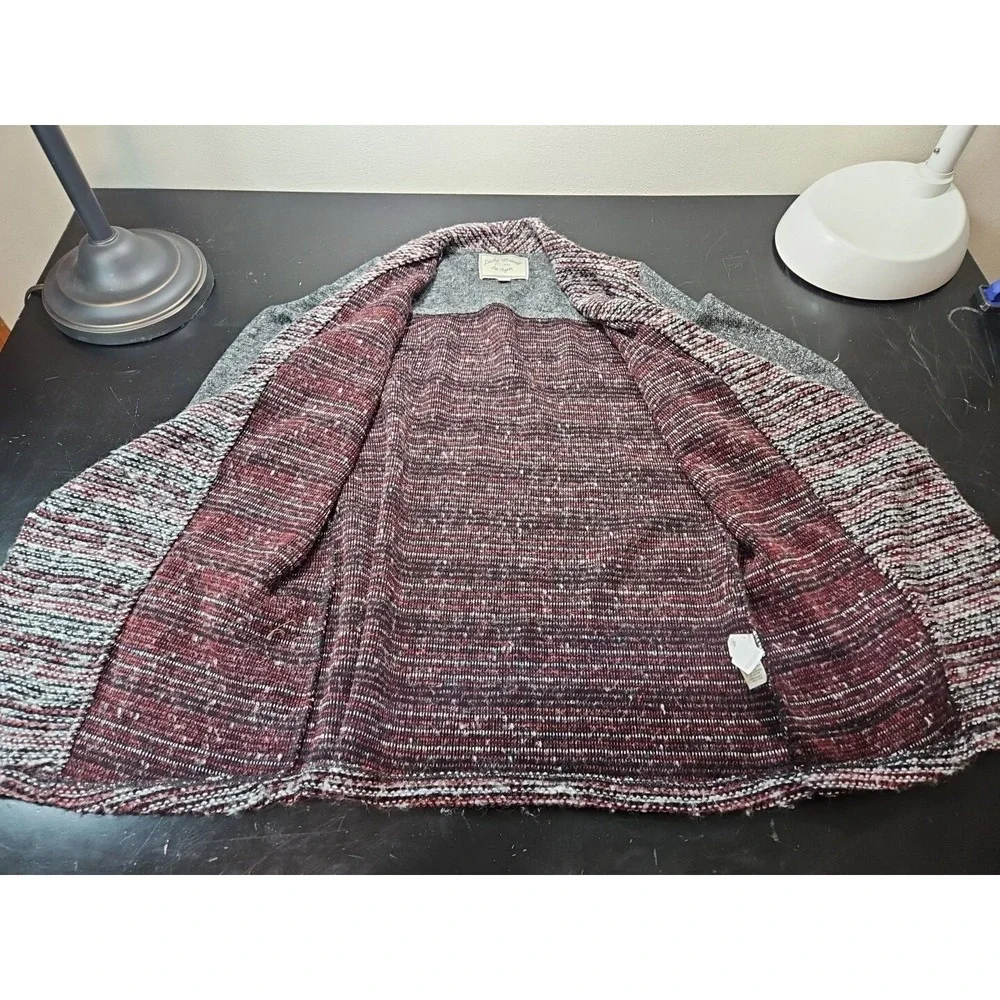 Lucky Brand Cardigan Size W/Sm Sweater Gray Red Open Front Cardigan Western *EUC - Picture 8 of 16